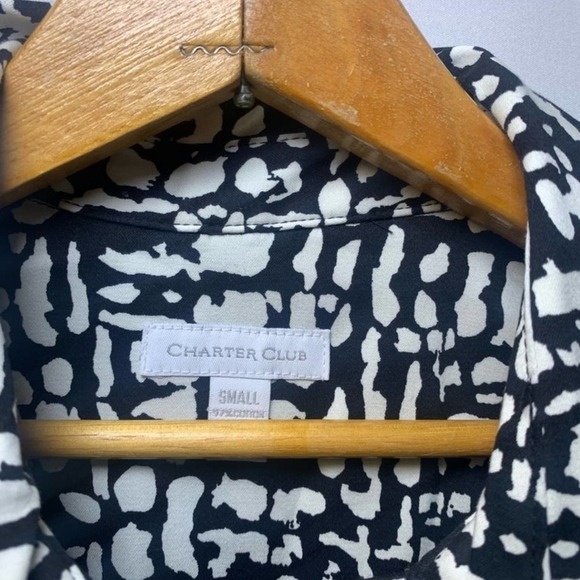 𝅺CHARTER Club Black and white patterned blazer S - Picture 4 of 10